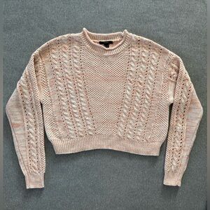 Forever 21 cable knit pink cropped sweater top‎ women’s S NWT